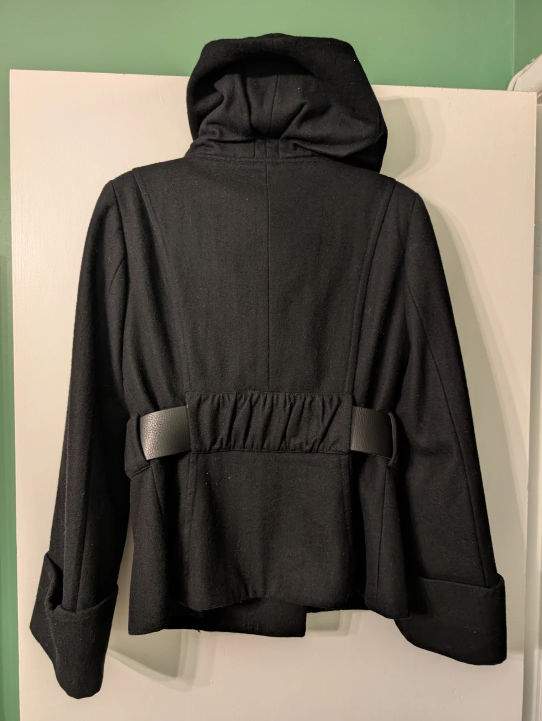 Y2K Black Double-Breasted Wool Blend Peacoat - photo 4