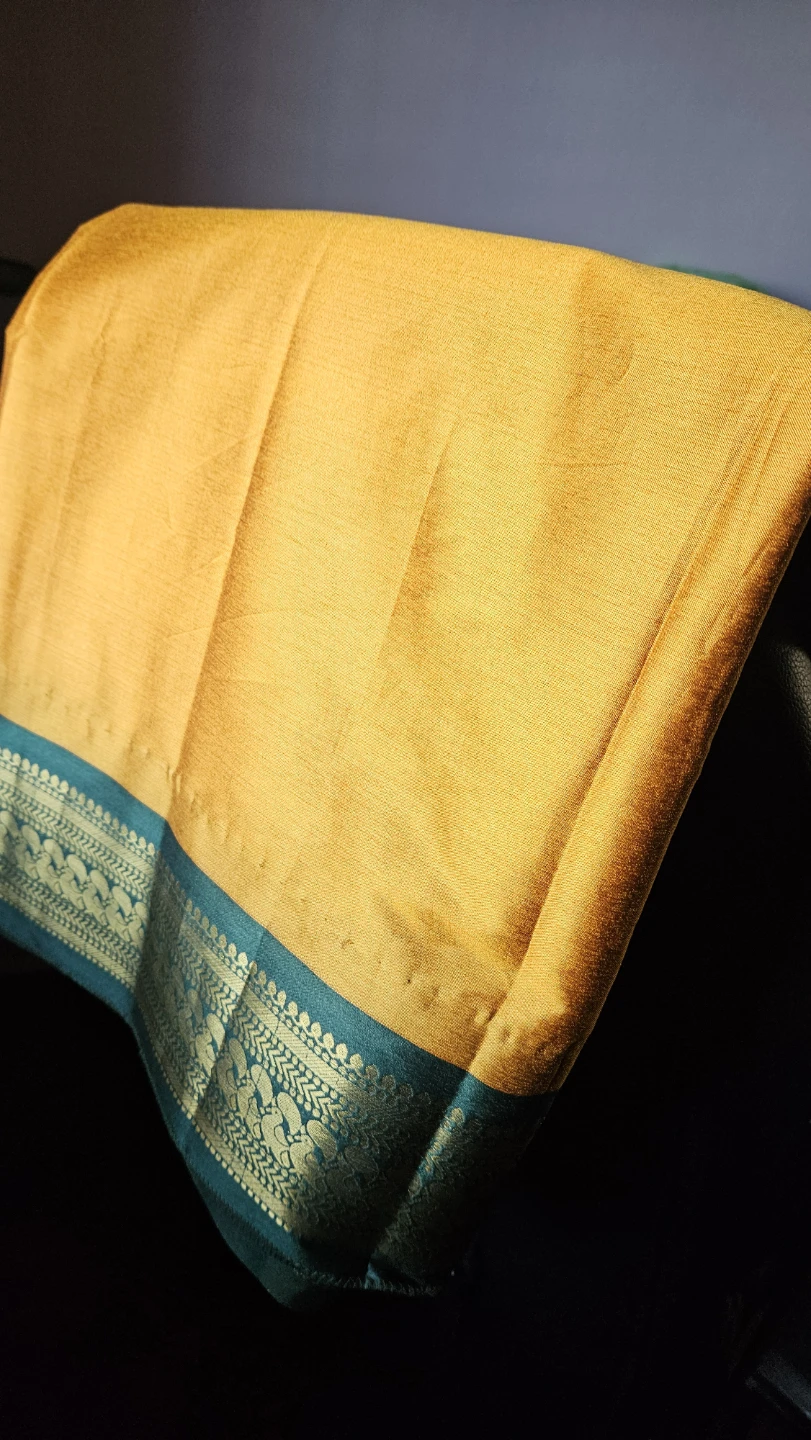 Mustard Yellow Saree with Green Border