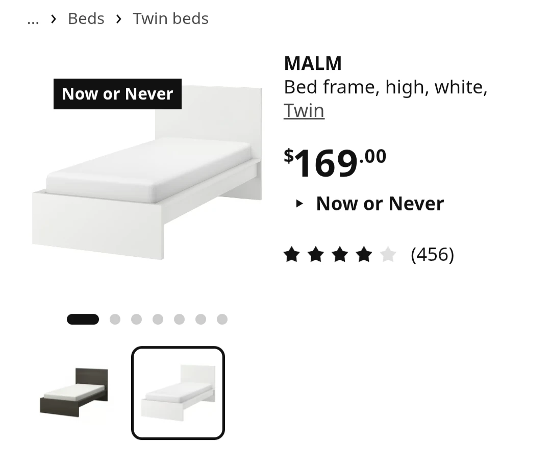 IKEA MALM Twin High Bed Frame in White