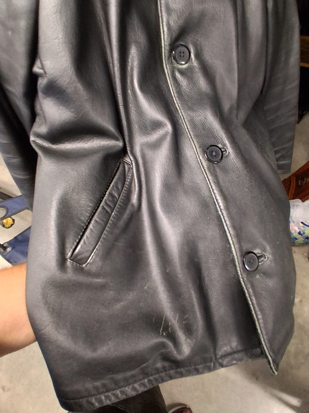 Vintage Black Leather Heavy Jacket XL - photo 2
