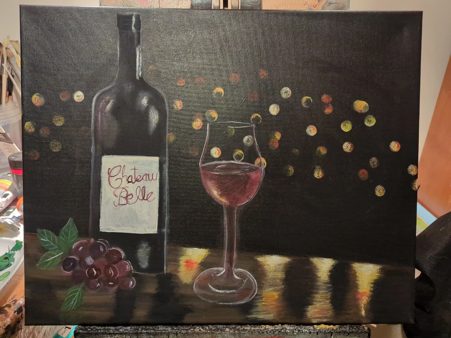 Grapes & Wine – Original Acrylic Painting