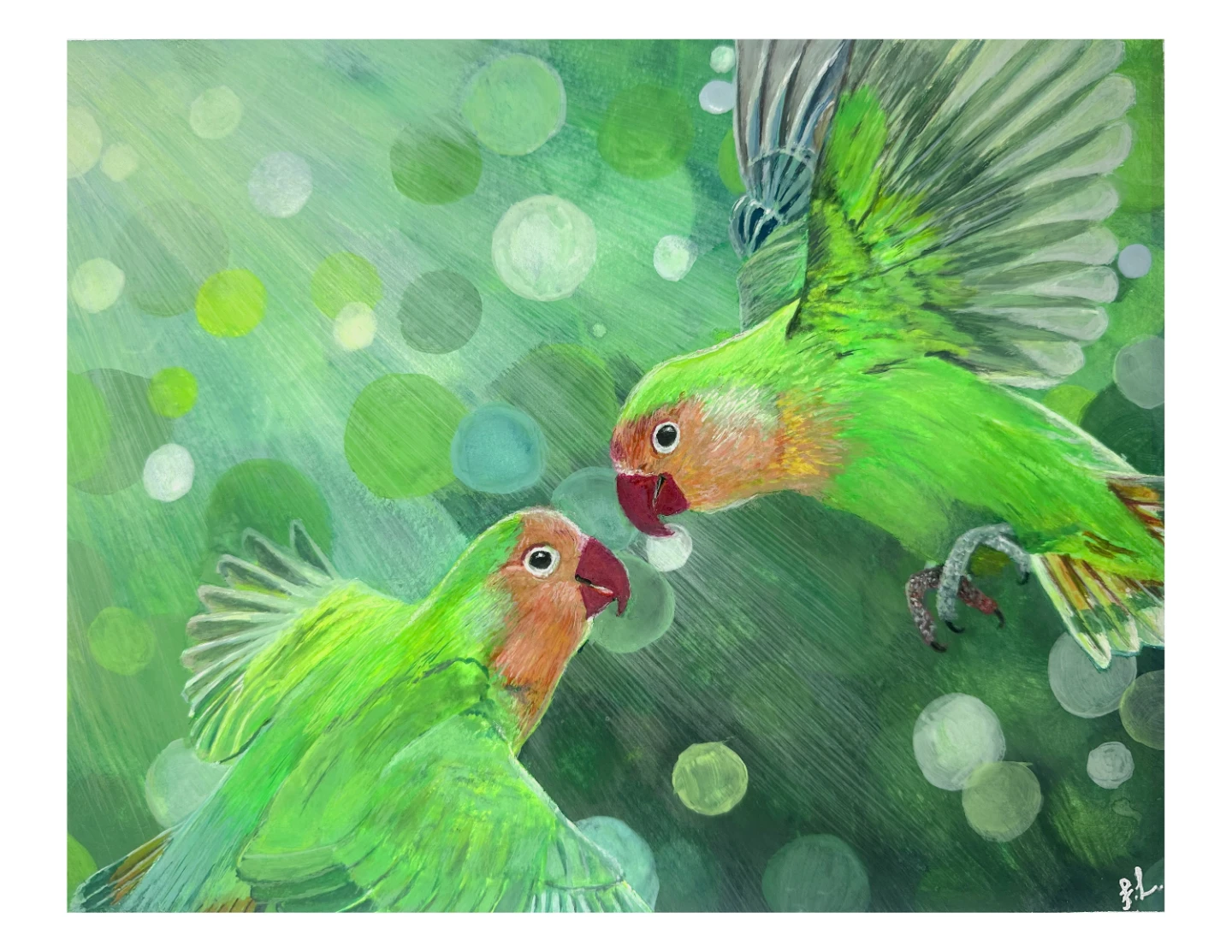 Forever Mine - Gouache Painting | Glass Framed | 11x14 in - photo 2