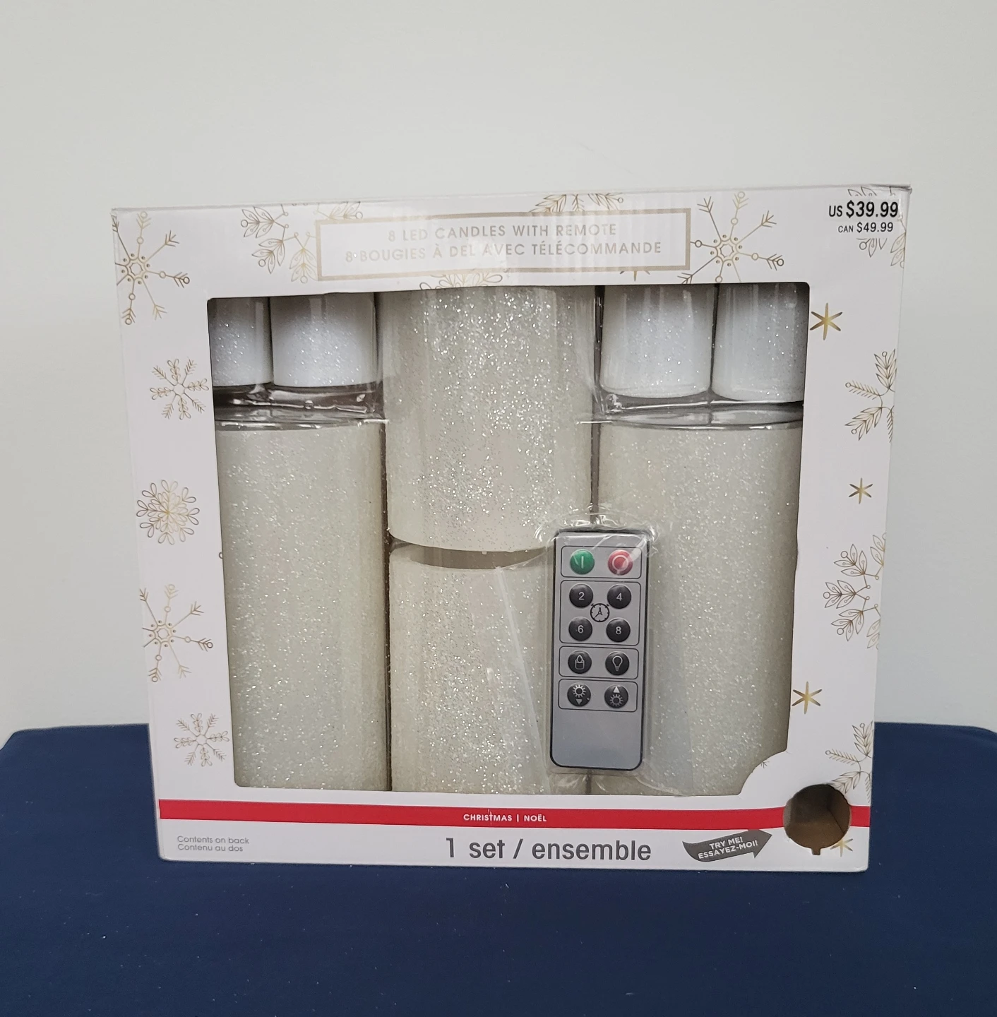 Set of 8 LED Glitter Flickering Candles with Remote - photo 2