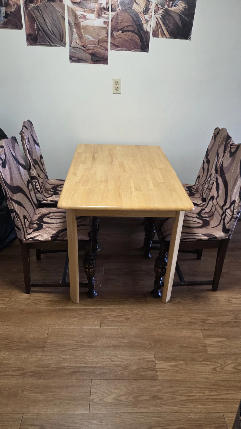 Natural Wood Dining Table Set with 4 chairs