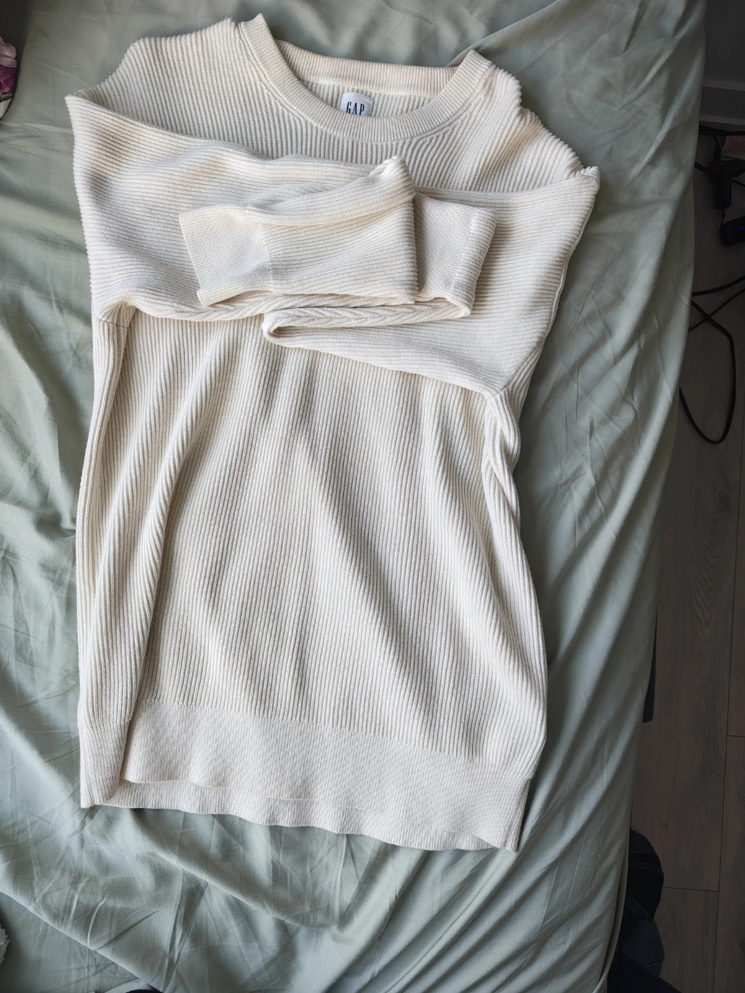 Cream Gap Ribbed Knit Sweater