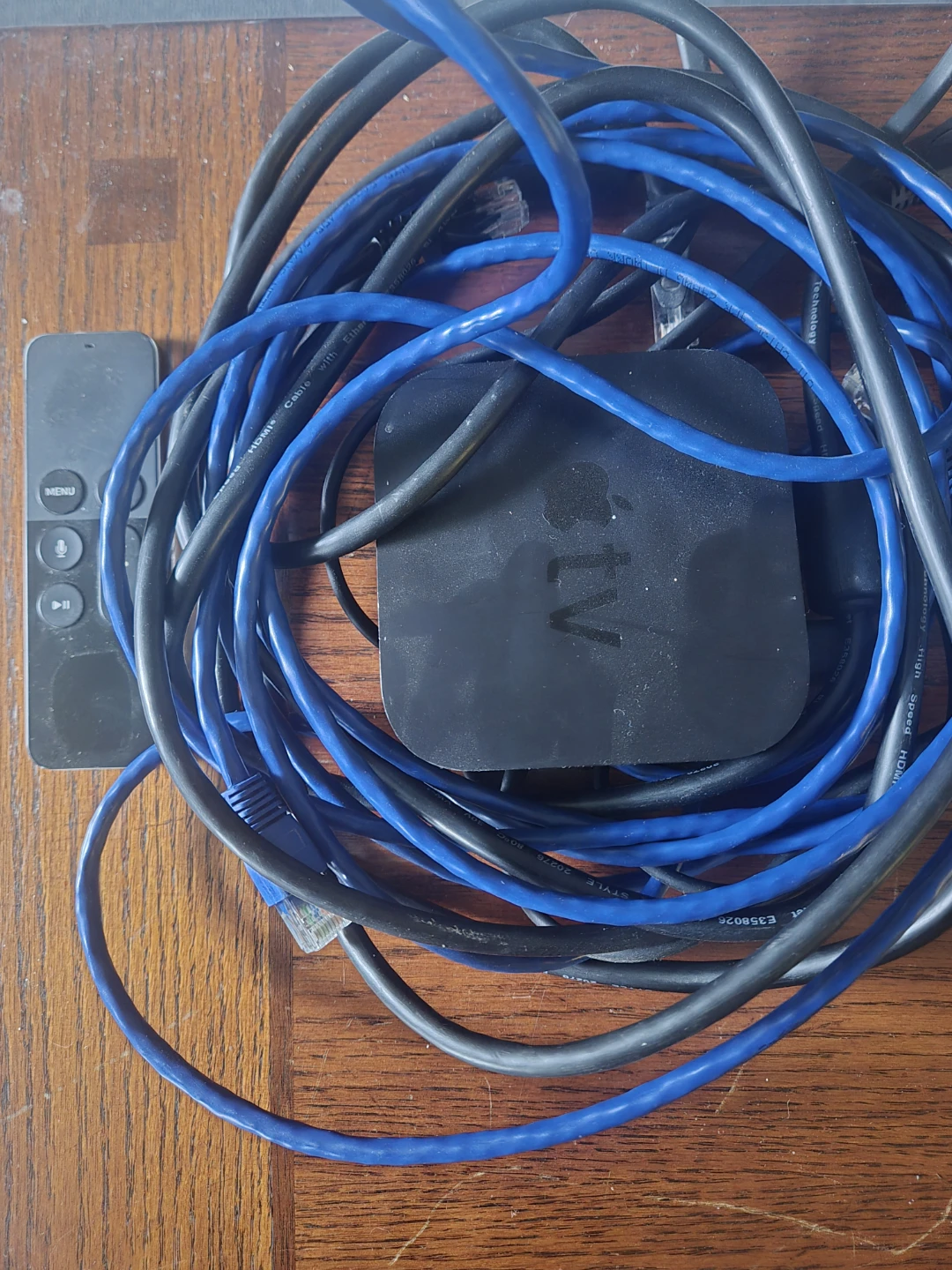 Apple TV Streaming Device with Remote and Cables