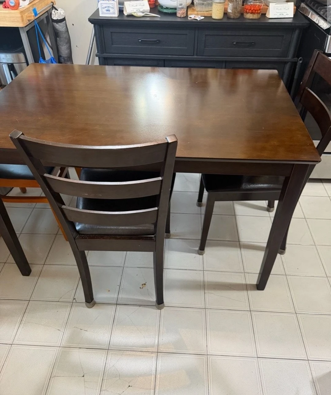 Dark Wood Dining Table and 2 Chairs