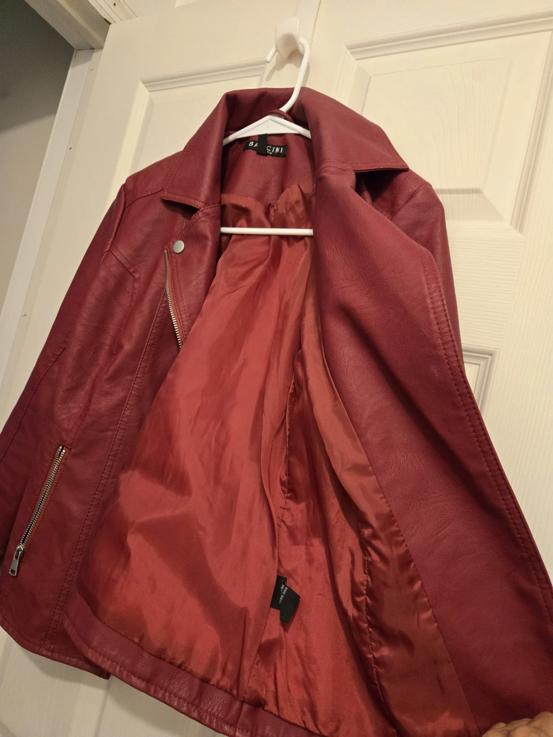 🥕🎃   Baccini Red Faux Leather Jacket Small - photo 4