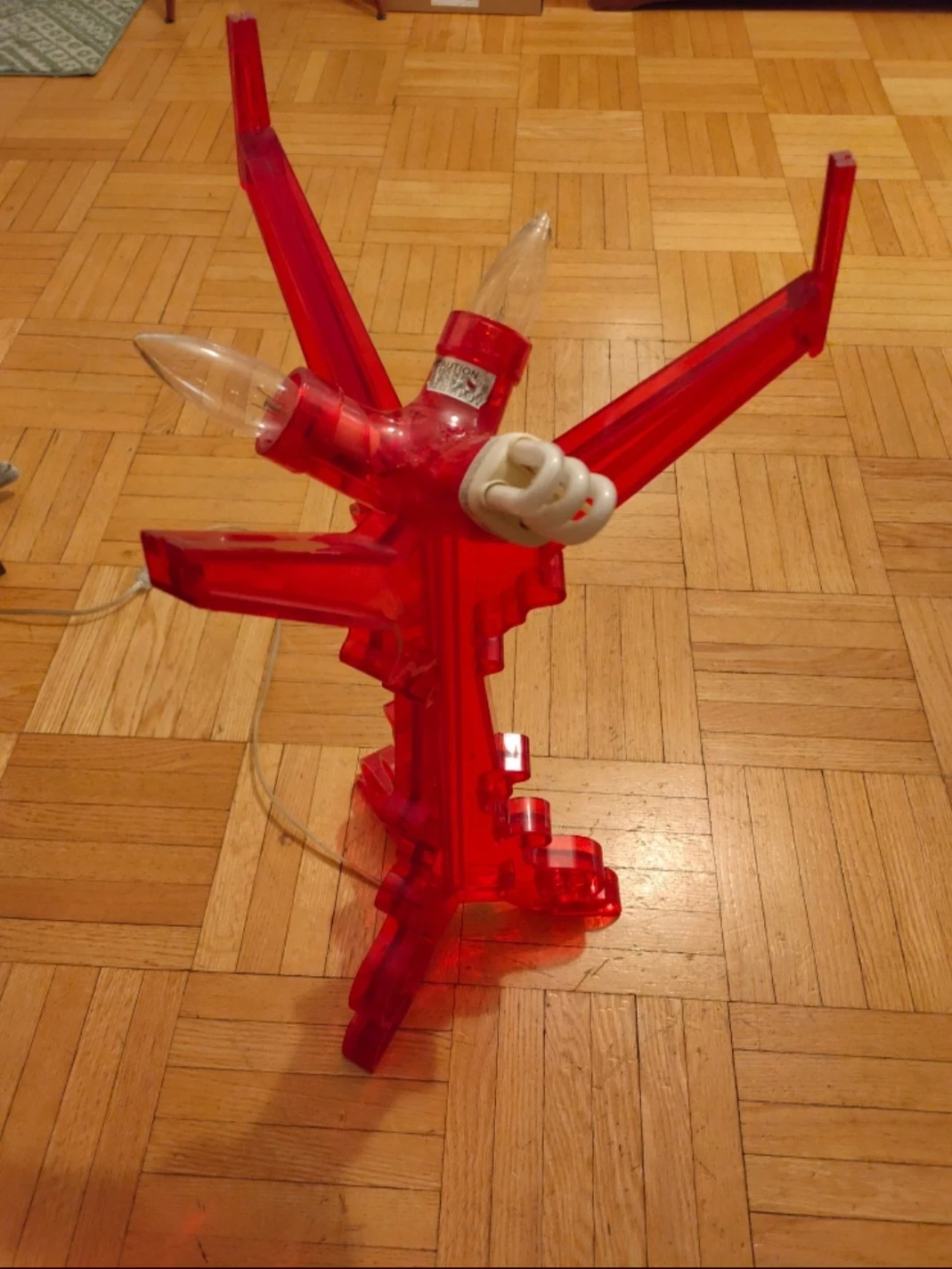 Pair of Red Acrylic Candelabra Lamps - photo 3