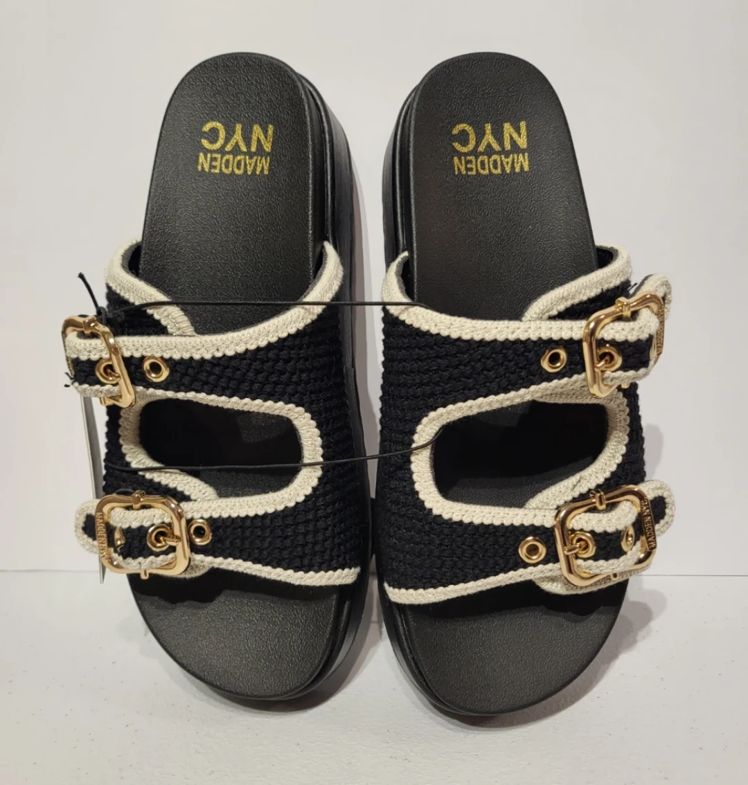 Madden NYC Black Platform Sandals