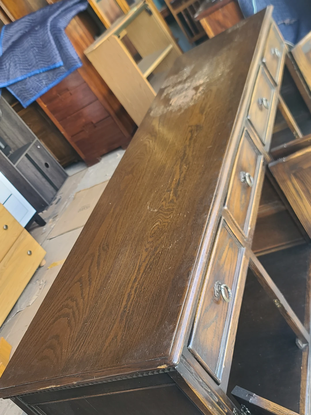 Vintage Jaycee Furniture English Oak Sideboard Buffet - photo 4