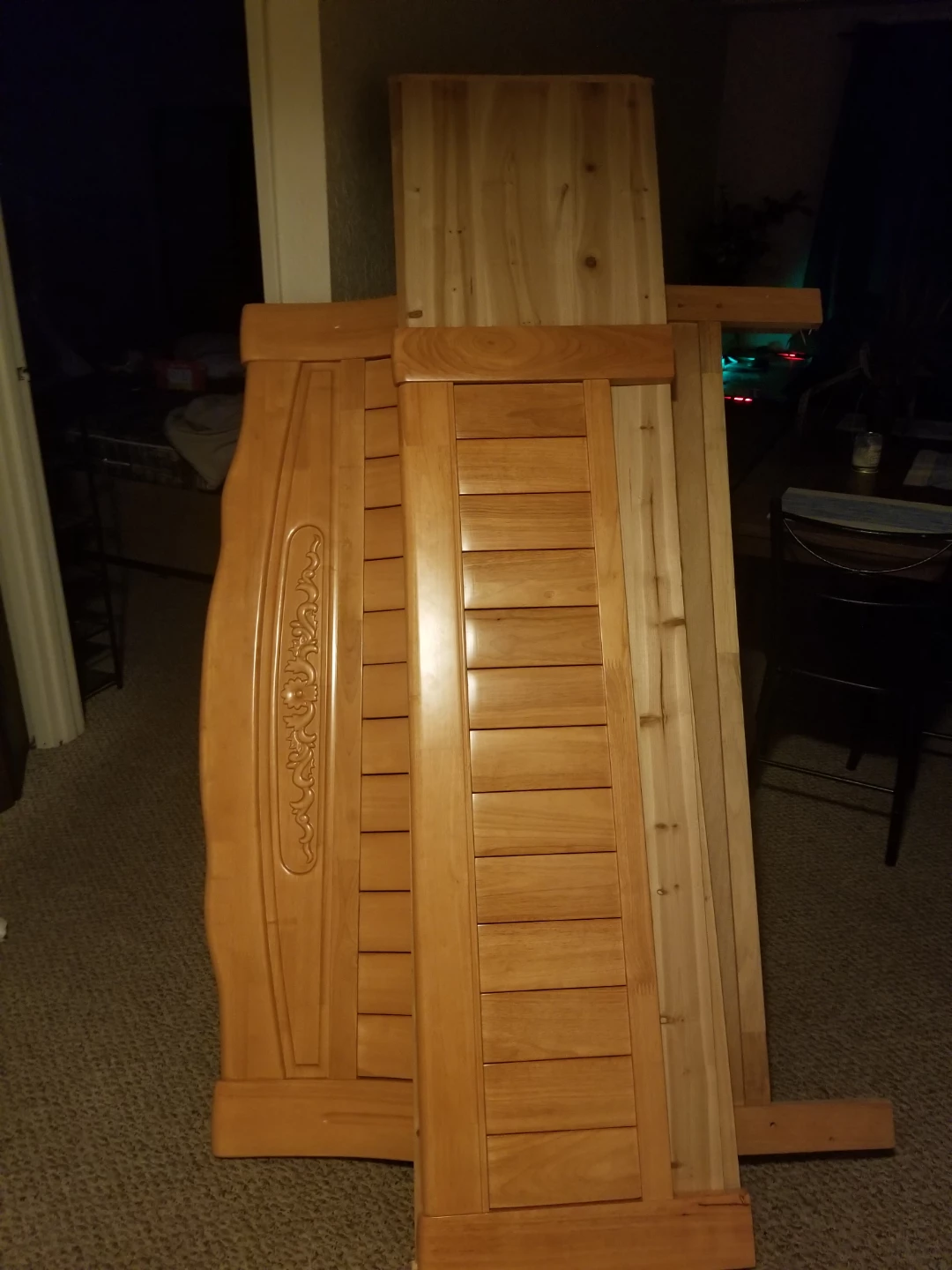 Solid wood headboard and bed frame