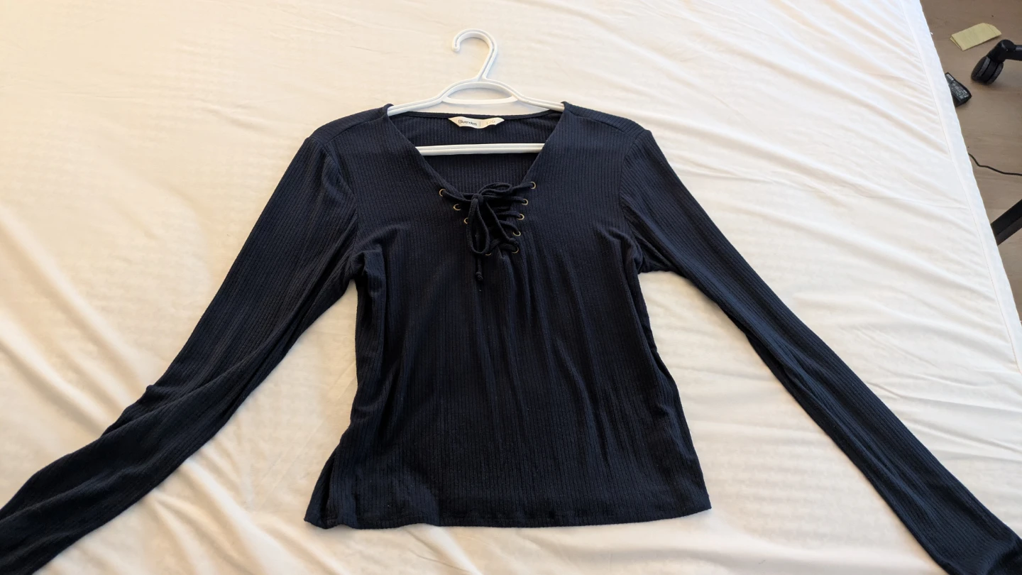 Bluenotes Navy Long Sleeve Ribbed Top