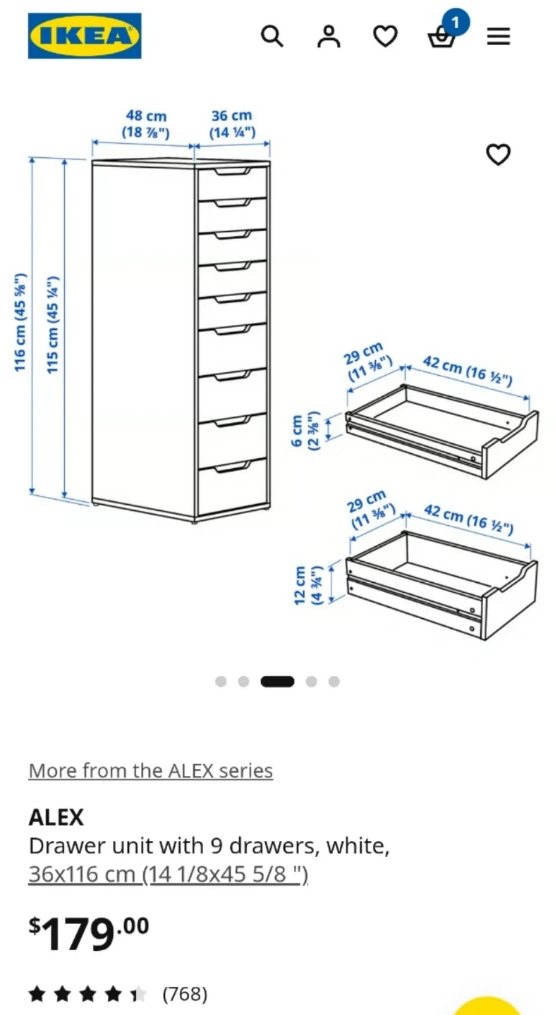 IKEA Alex Drawer Unit in White - photo 2