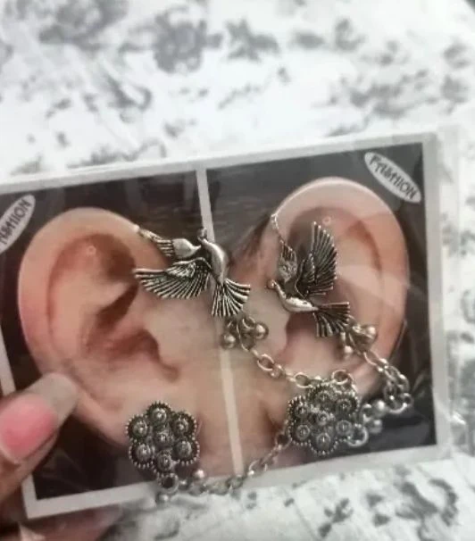Oxidised Fashion Ear Cuff and Earring Set - photo 3