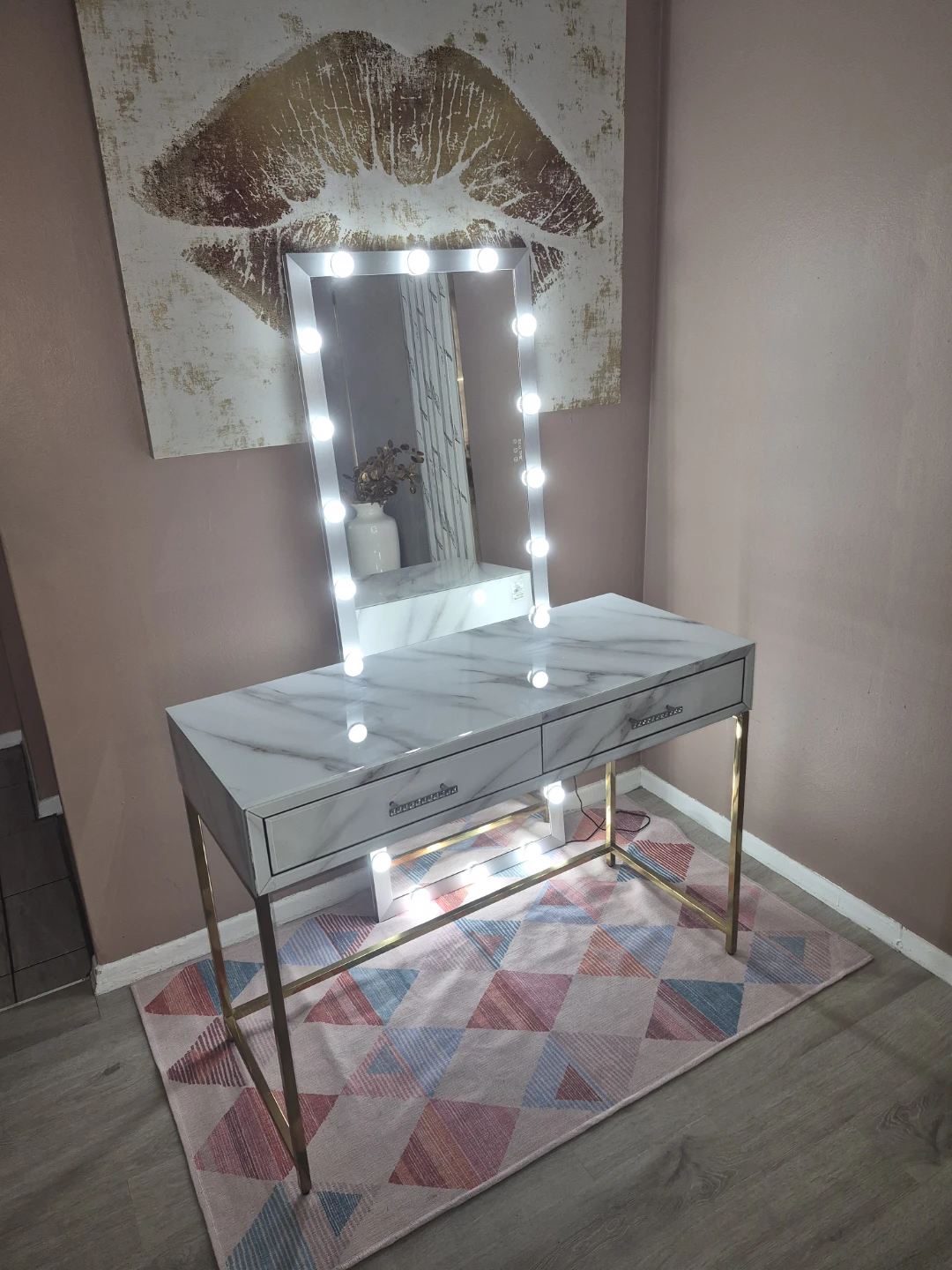 HomeSense Marble Vanity Table with LED Mirror - photo 4