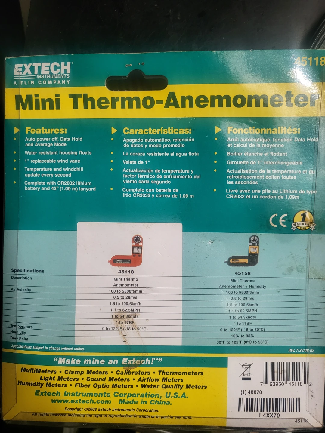 Extech 45118 Mini Thermo-Anemometer - photo 2