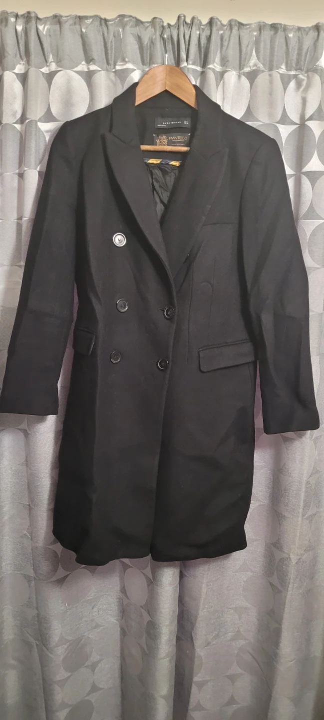 Zara Woman Manteco Black Coat - Size Large - photo 2