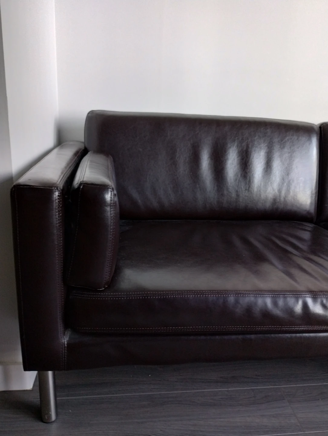 Dark Brown Leather Sofa - photo 2