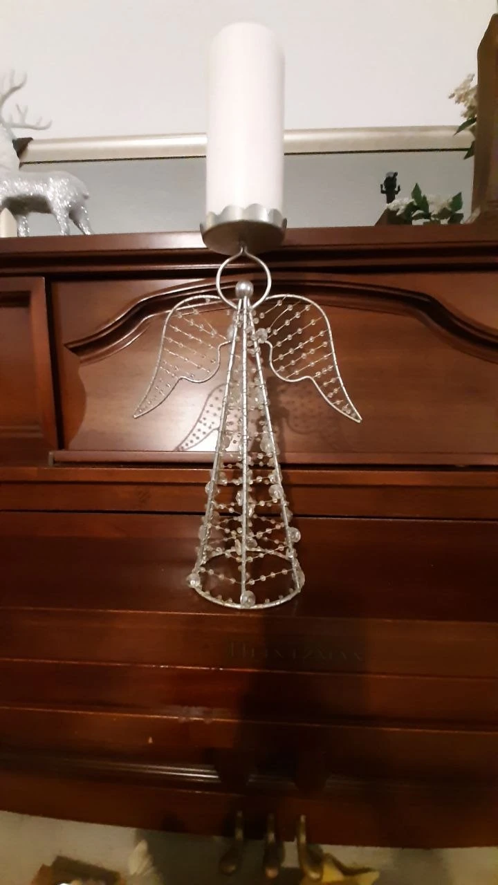 Decorative Beaded Wire Angel Candle Holder