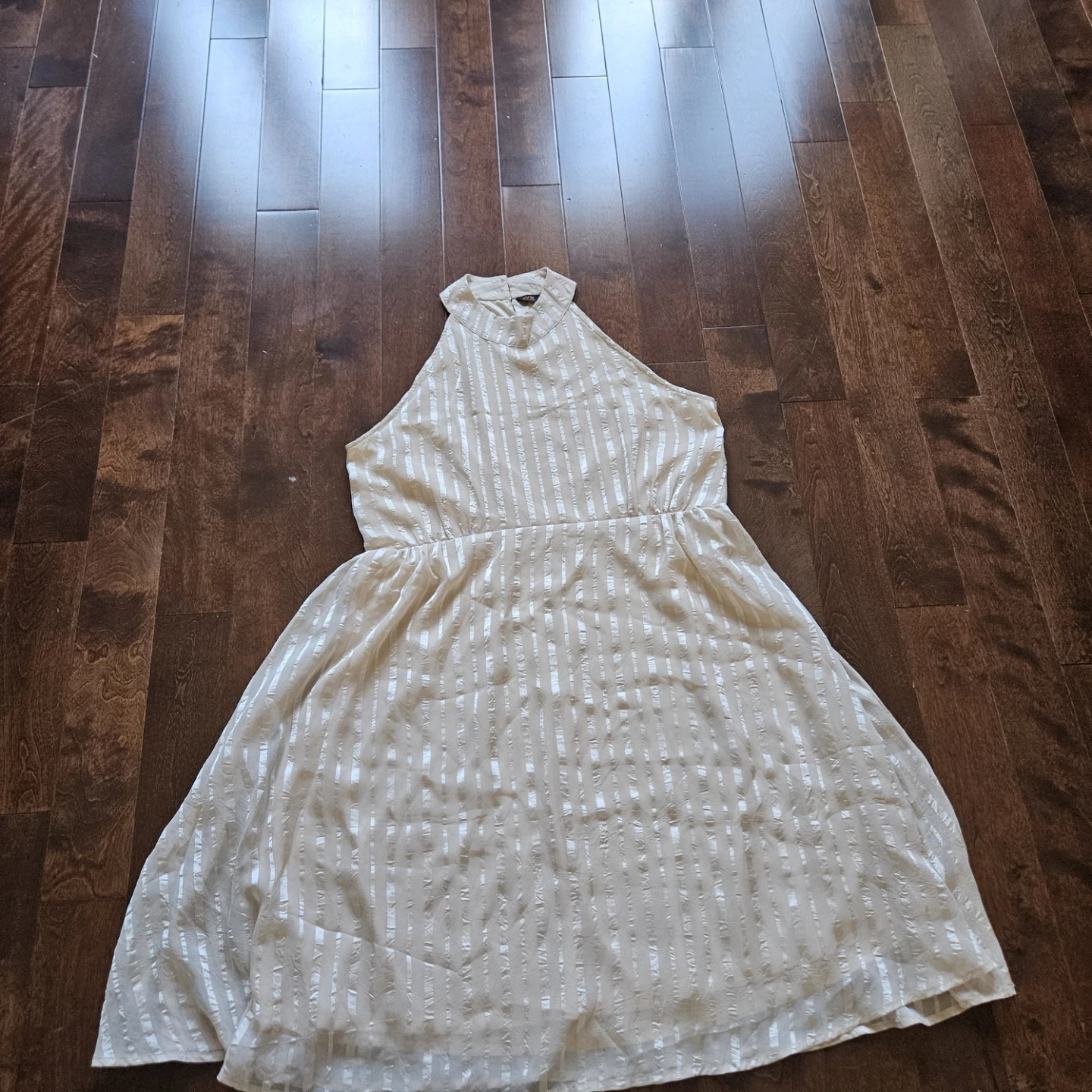 Brand new Cream striped halter dress size large - photo 2