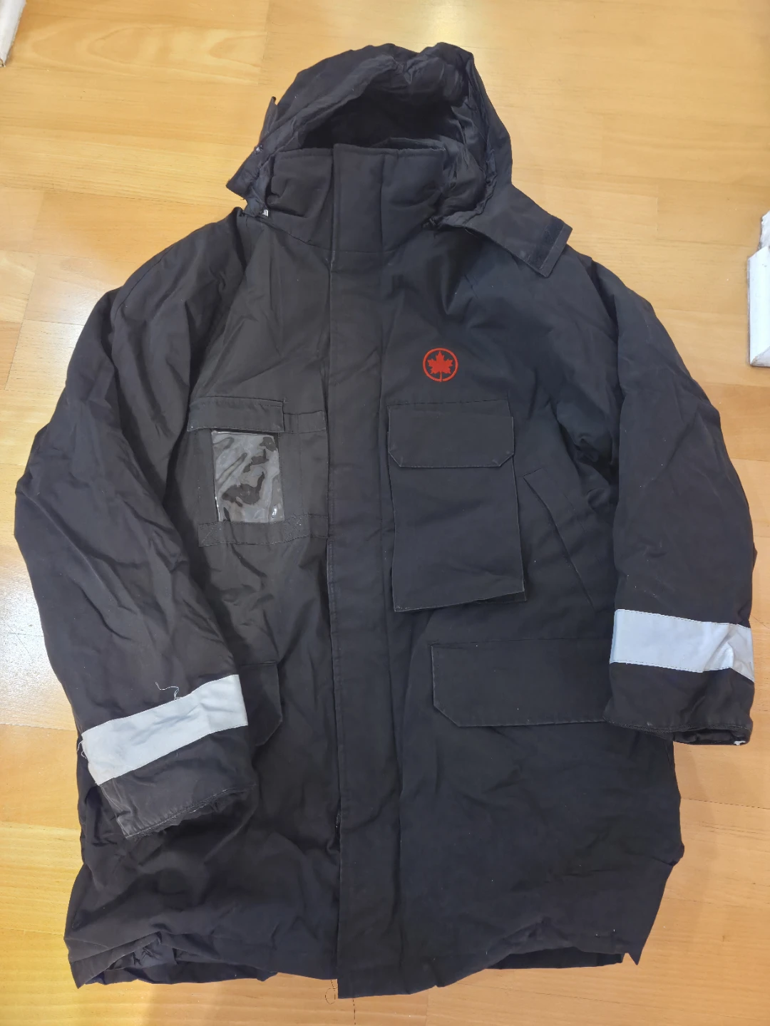 Black winter work parka