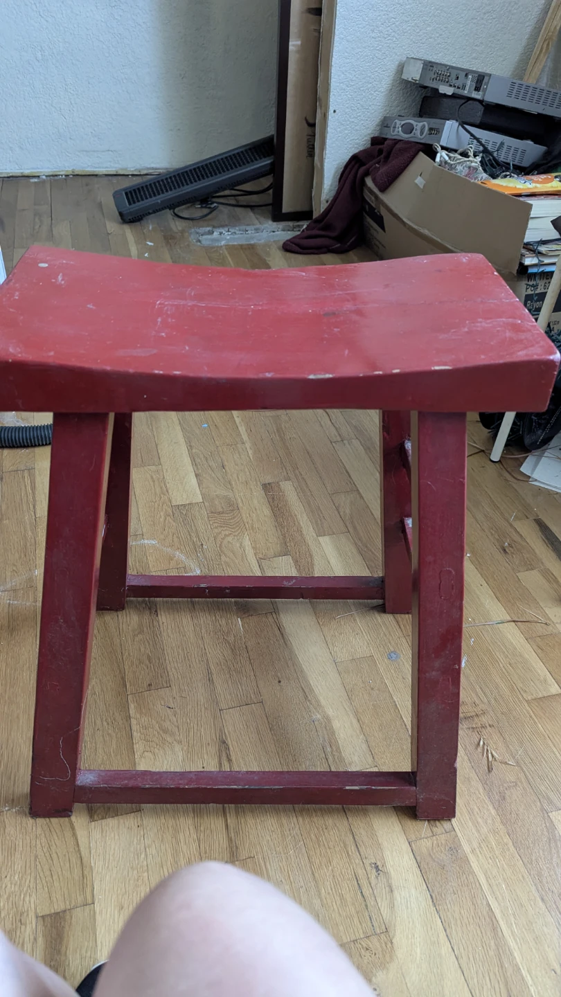 Red Wooden Stool