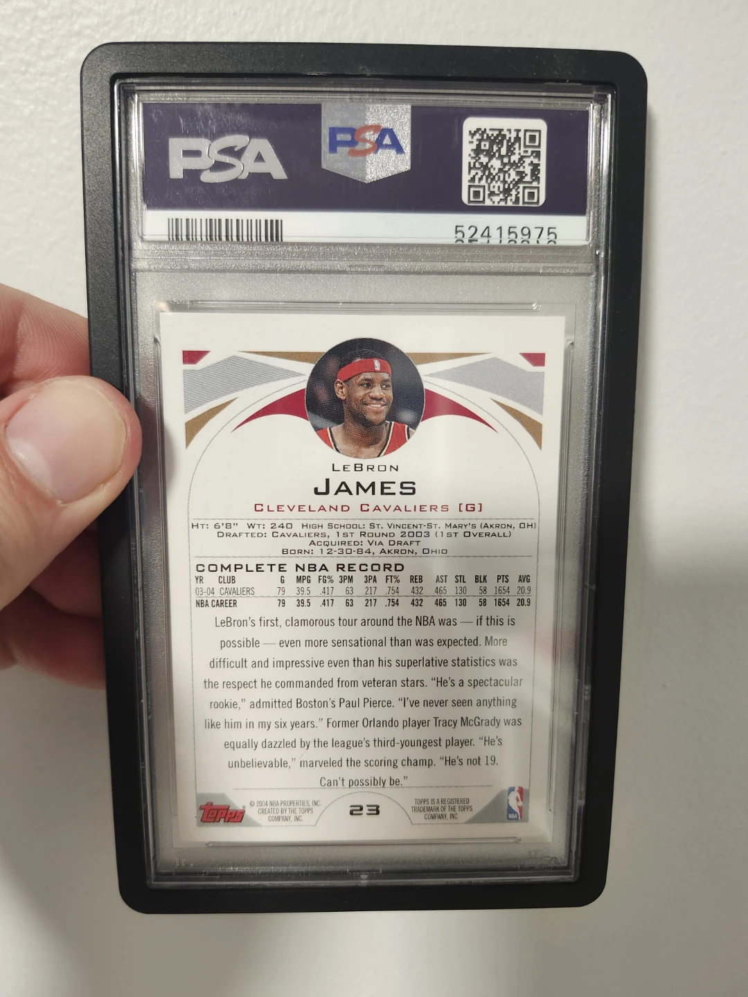 2004 Topps LeBron James PSA 9 Mint - photo 2