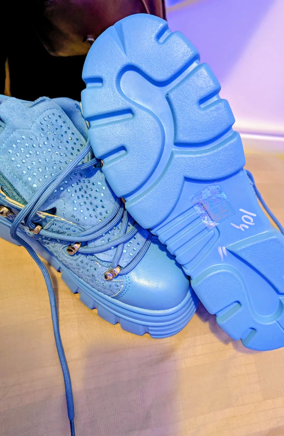 Blue Platform Sneakers with Rhinestones - photo 2