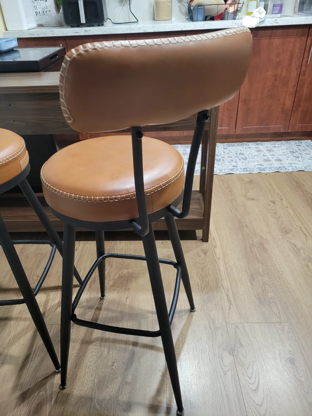 VASAGLE Caramel Brown Bar Stools - Set of 2
