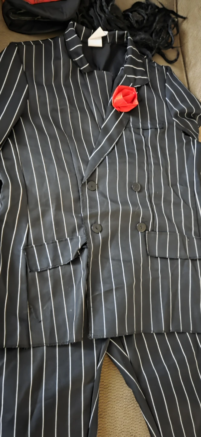 Black Pinstripe Halloween Costume Set Size M