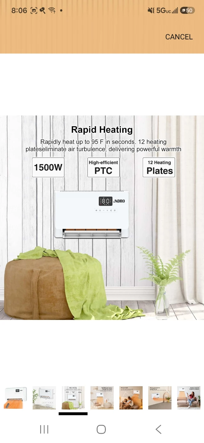 JNDRO Wall-Mounted Electric Space Heater SL001 - photo 3