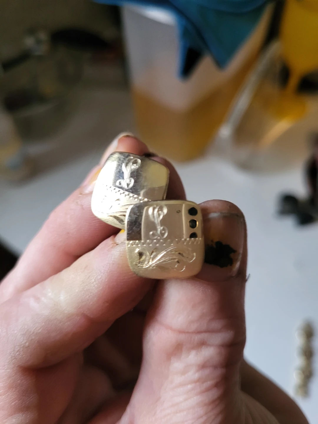 Vintage Gold Tone Engraved Cufflinks