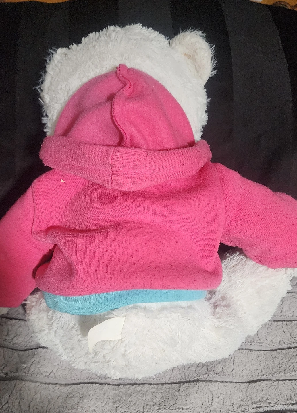 White Plush Teddy Bear in Pink Hoodie - photo 3