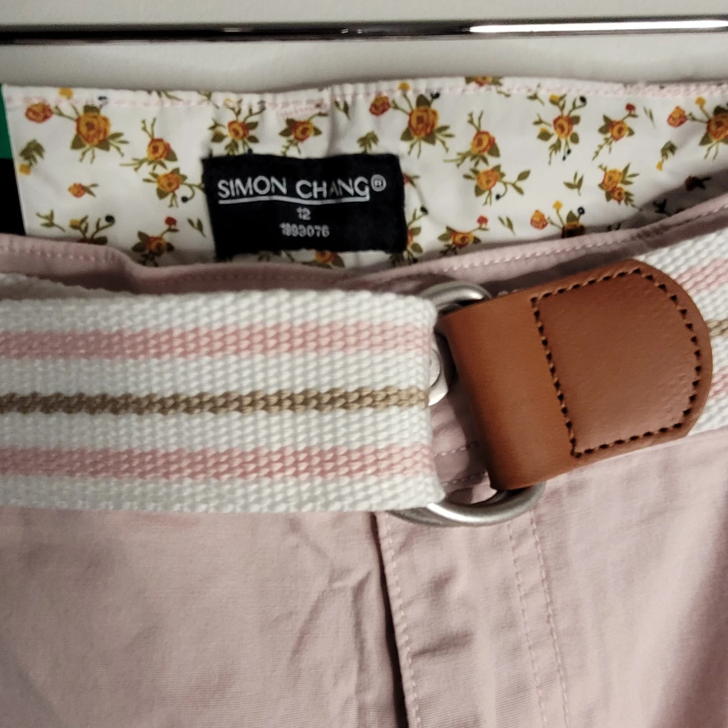 Simon Chang Pink Shorts with Belt - photo 5