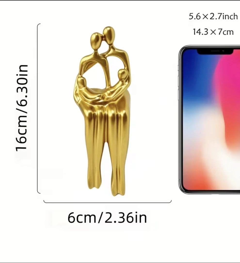 Gold Abstract Family Shelf Sitter Statue – Modern Decor *new - photo 4