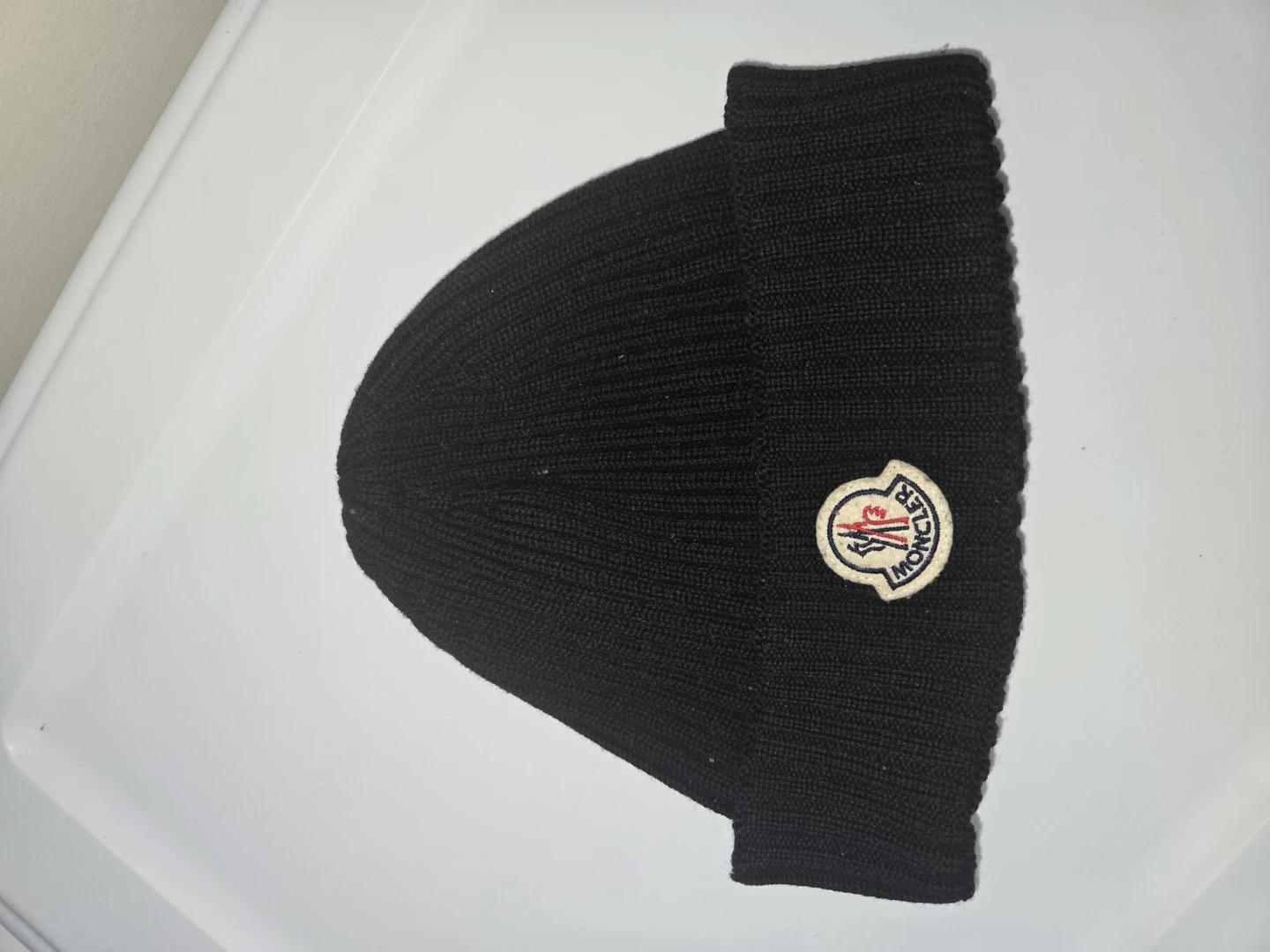 Moncler Ribbed Knit Beanie Black