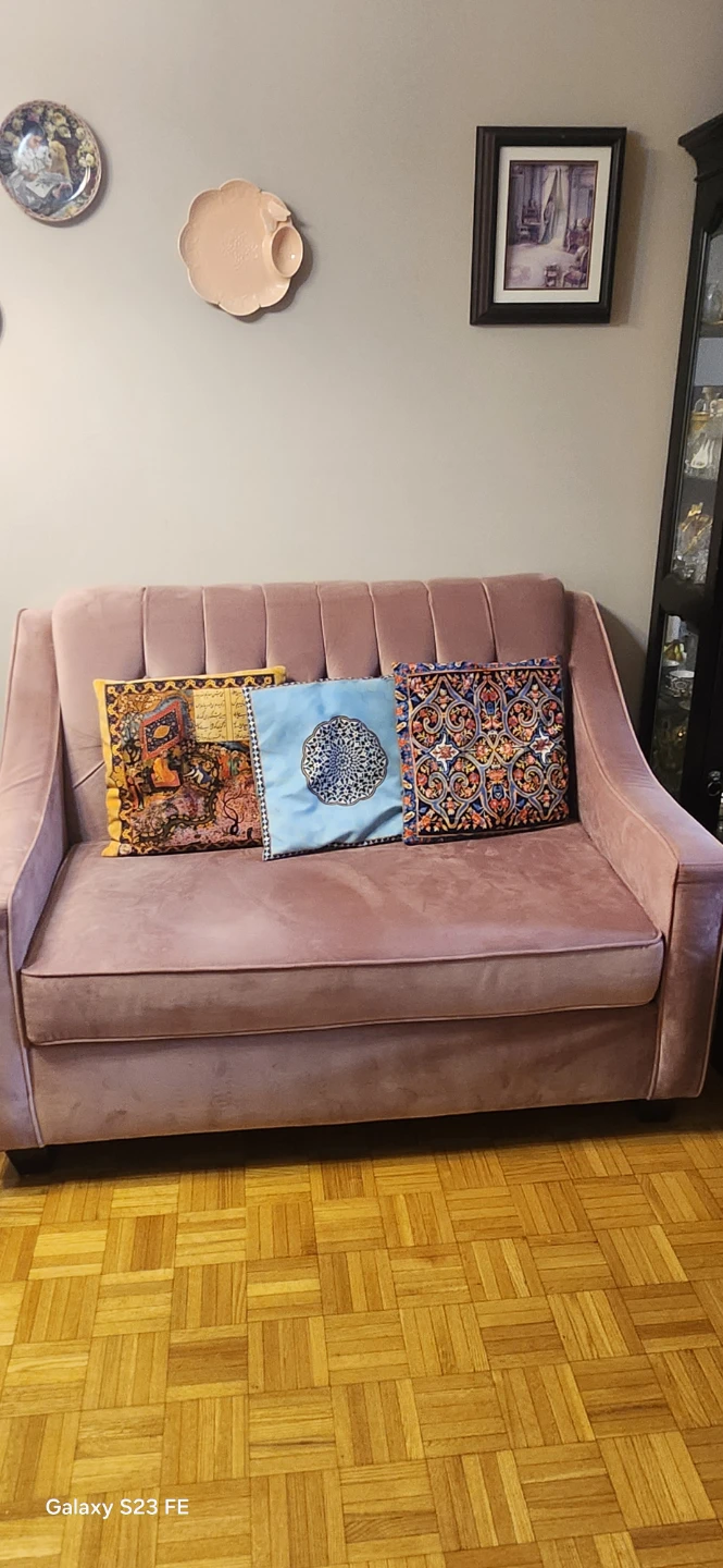 2 Pink Velvet Loveseats
