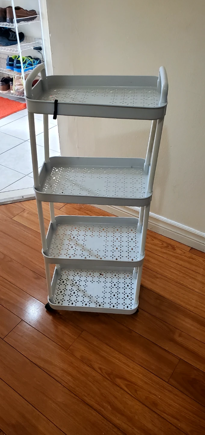 4-Tier Grey Rolling Storage Cart