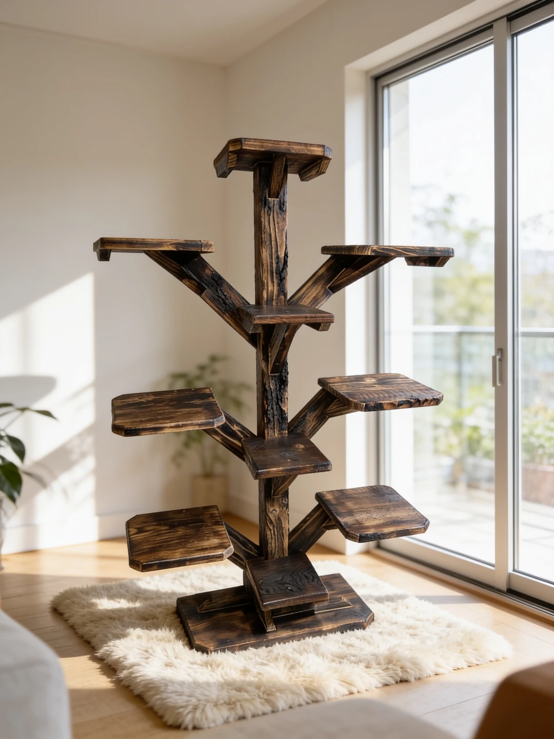 Custom Rustic Wooden Shelving Tree - photo 2