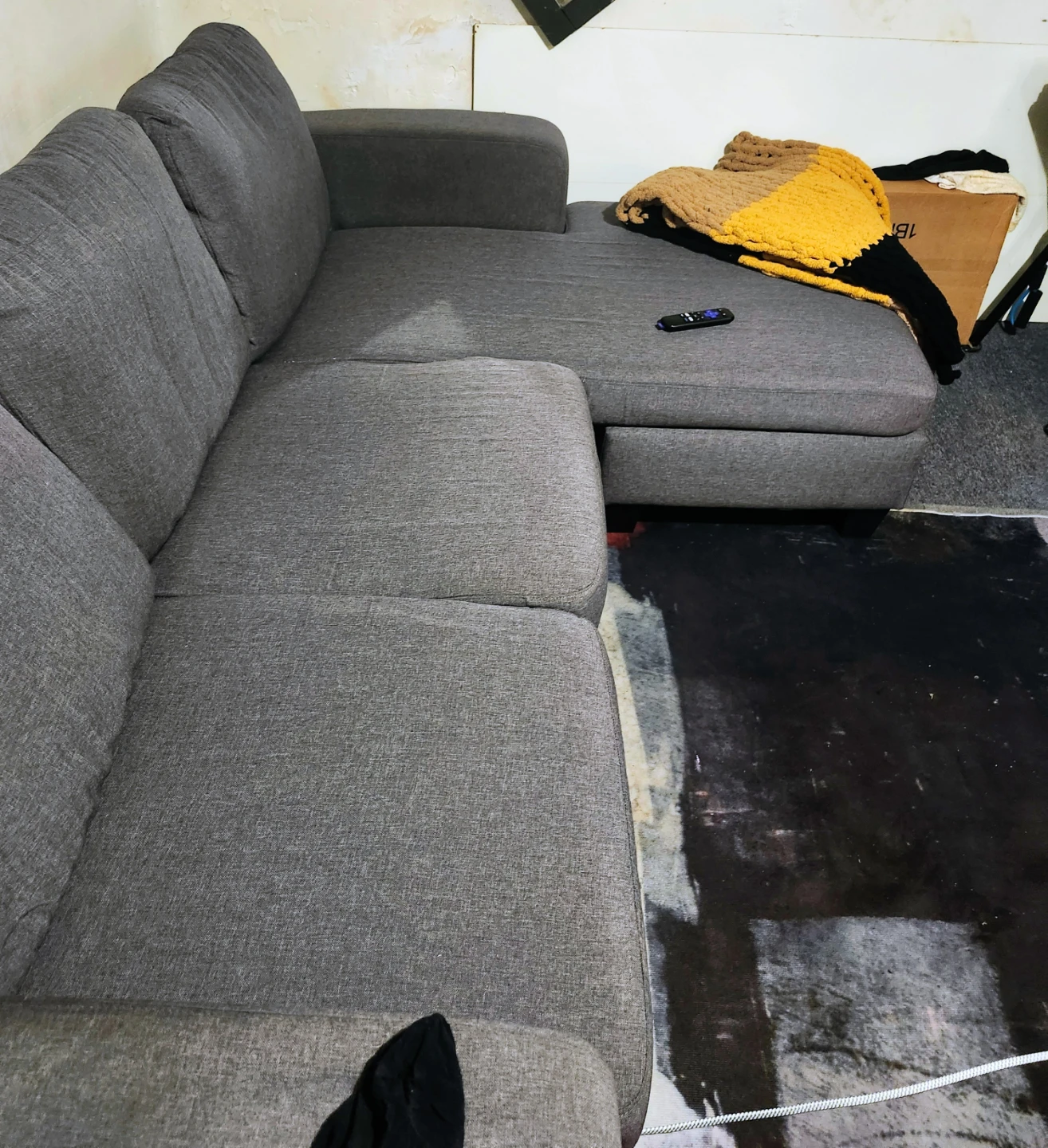 Dark Grey Sectional Sofa with Reversible Chaise - photo 3