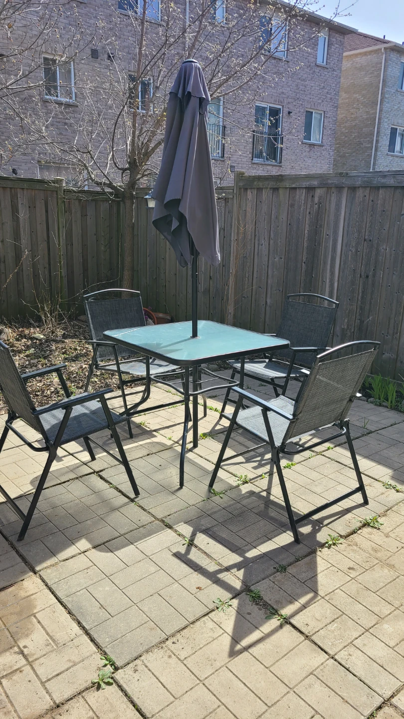 6-Piece Patio Dining Set - Outdoor Table, 4 Chairs, and Umbrella - photo 2
