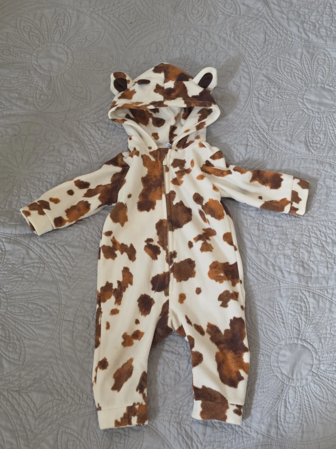 Baby Cow Print Fleece Romper