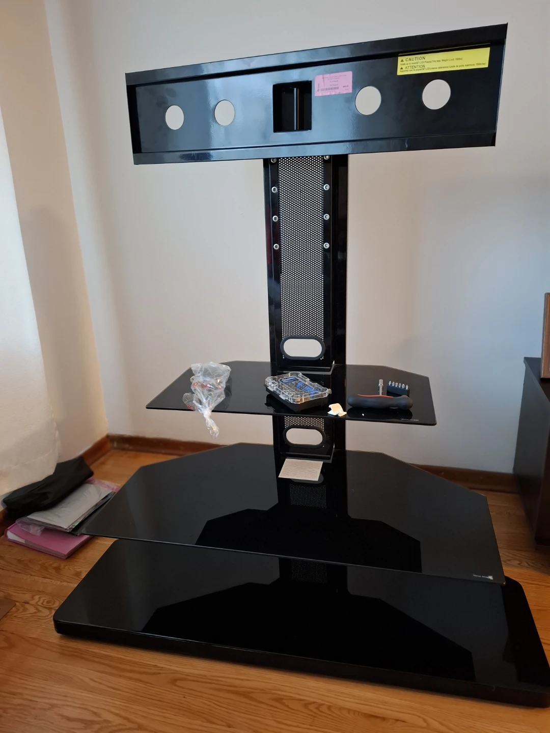 Black Glass TV Stand and Mount