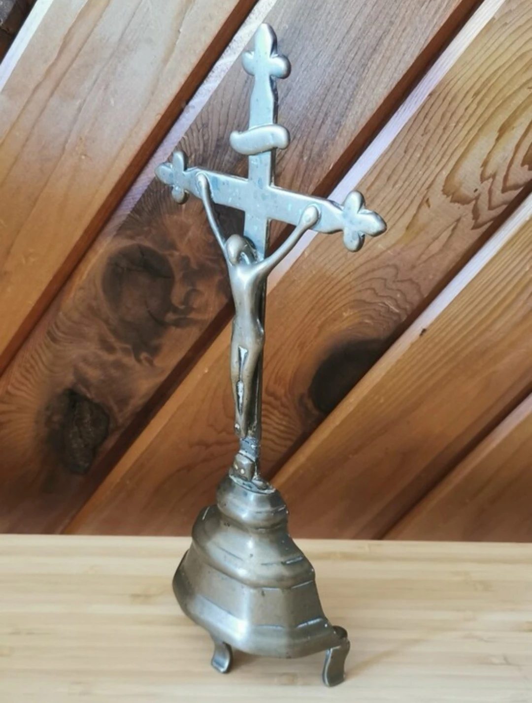 Vintage European Religious Crucifix Freestanding Cross - photo 2