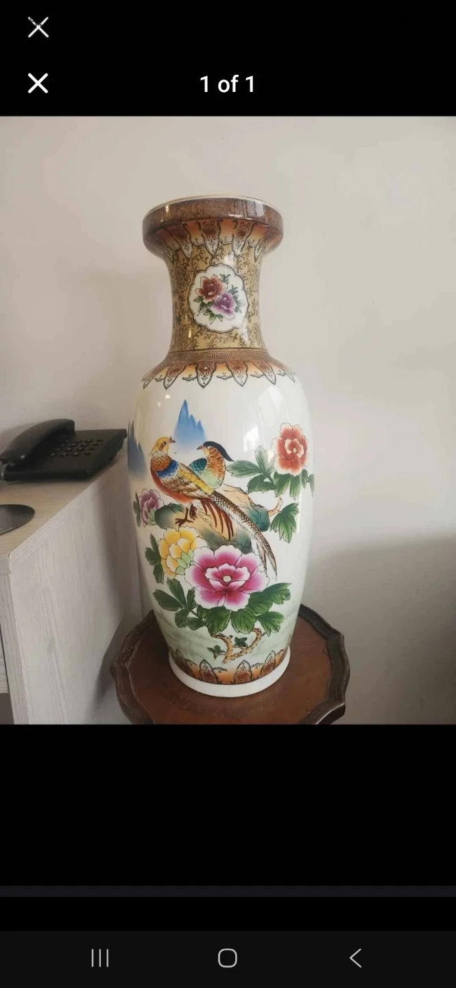 Large Oriental Style Ceramic Floor Vase