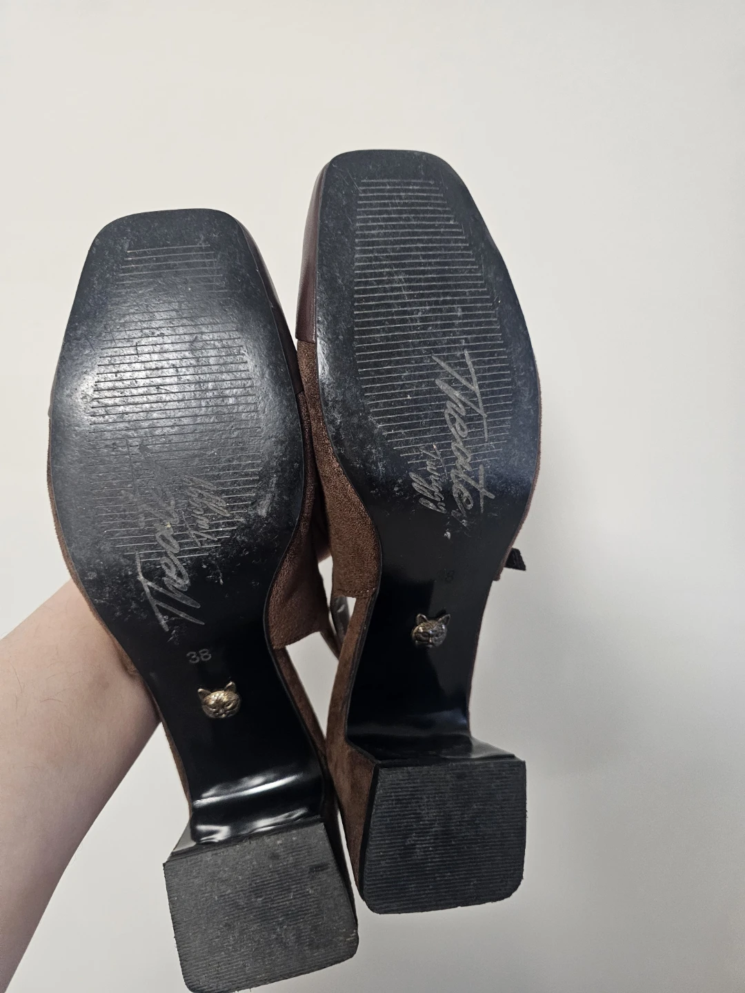 THEATER brown suede and leather slingback heels - photo 3