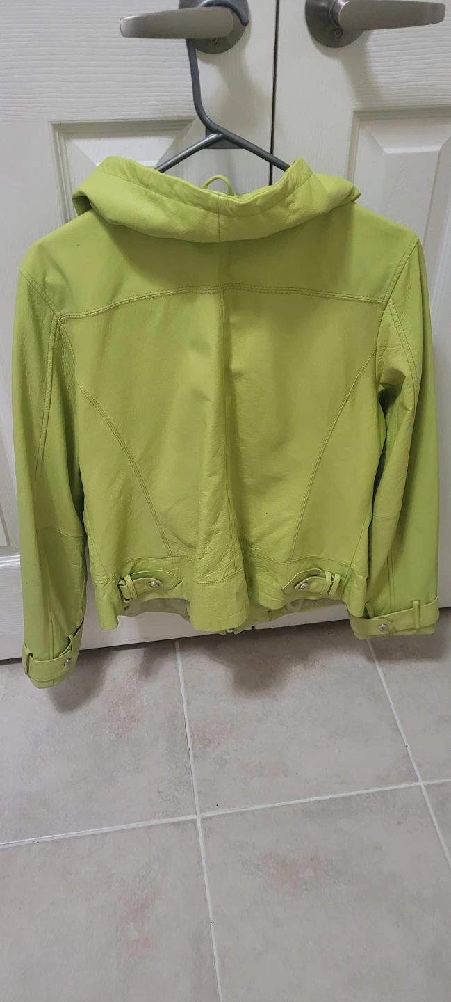 Women's leather jacket lime green