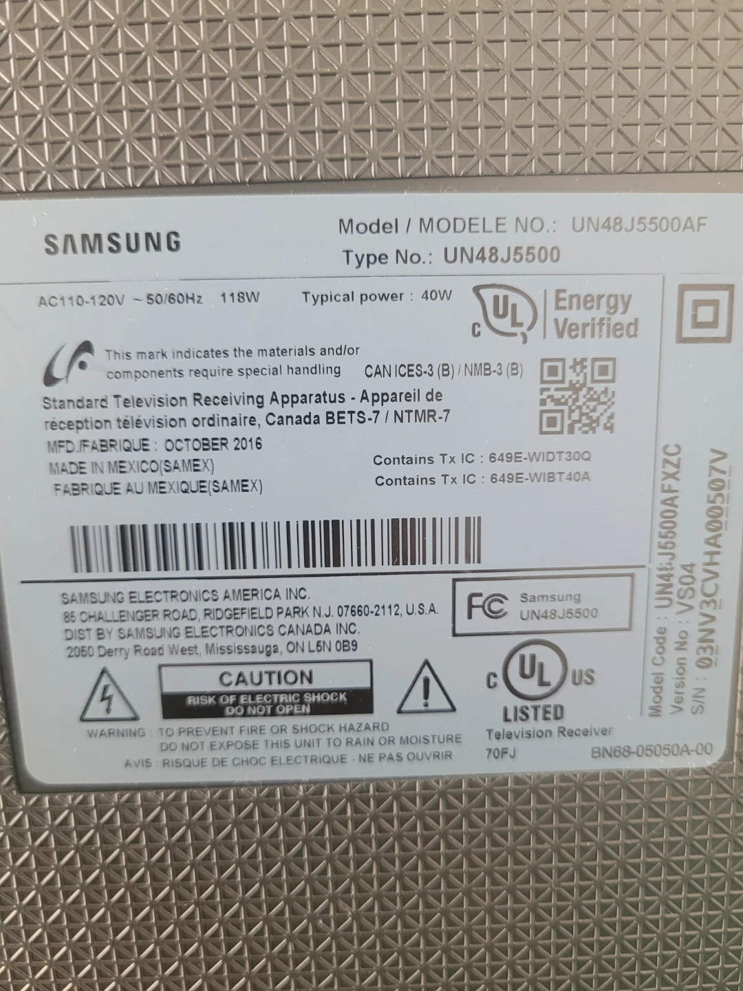 Samsung 48-inch LED Television UN48J5500 - photo 2