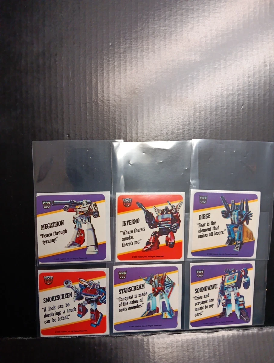 Vintage 1985 Transformers Hasbro Stickers